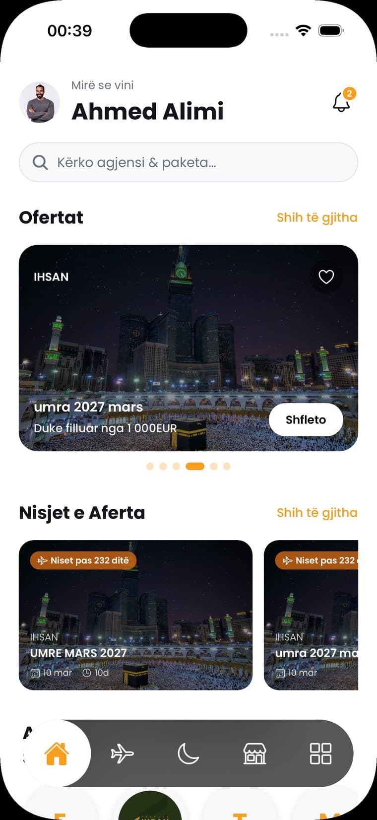 Ekrani kryesor i aplikacionit ElZiyara
